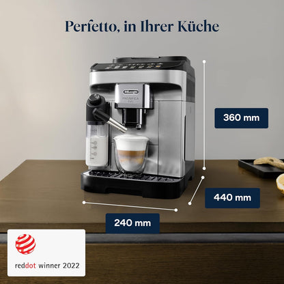 Magnifica Evo ECAM292.81.SB- Kaffeevollautomat mit vollautomatischem cremigen Milchschaum, 7 One-Touch-Getränke, Cappuccino & Espresso, Kaffeemaschine, Soft-Touch-Bedienfeld, Silber