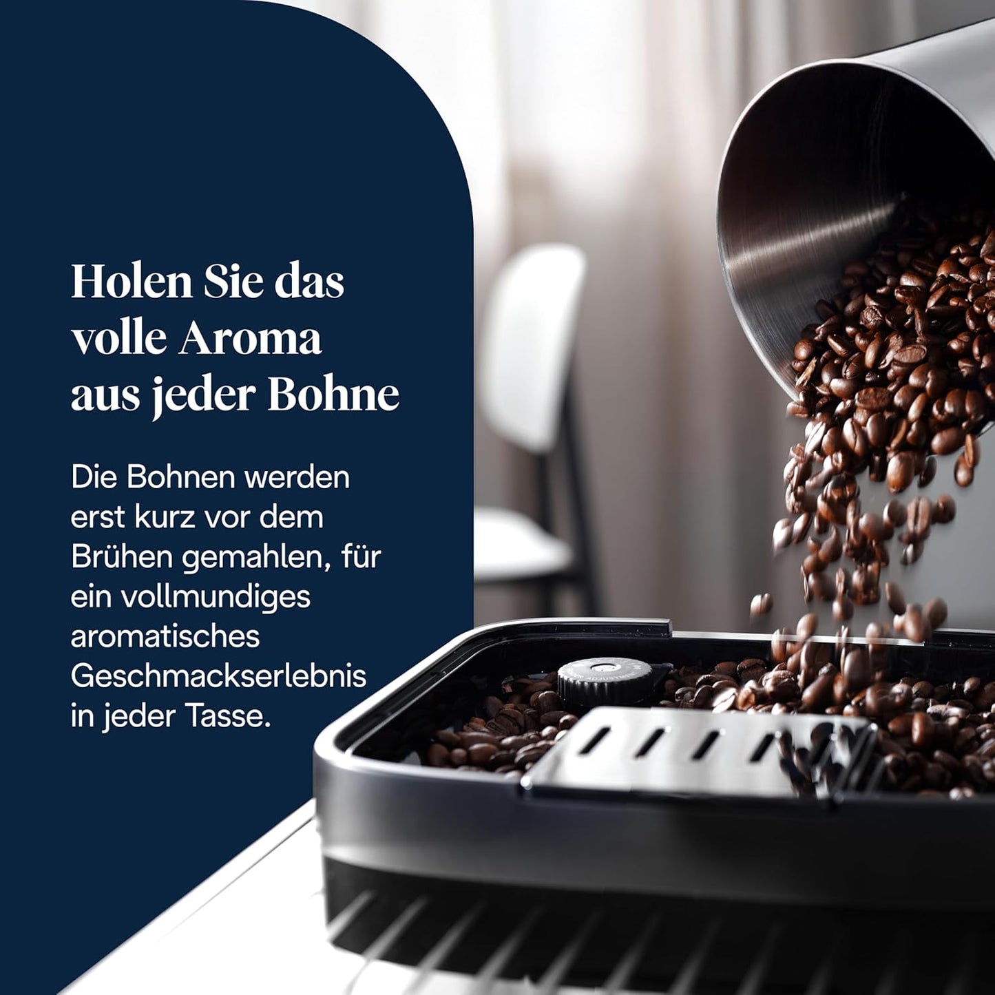 Magnifica Evo ECAM292.81.SB- Kaffeevollautomat mit vollautomatischem cremigen Milchschaum, 7 One-Touch-Getränke, Cappuccino & Espresso, Kaffeemaschine, Soft-Touch-Bedienfeld, Silber