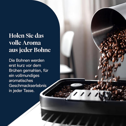 Magnifica Evo ECAM292.81.SB- Kaffeevollautomat mit vollautomatischem cremigen Milchschaum, 7 One-Touch-Getränke, Cappuccino & Espresso, Kaffeemaschine, Soft-Touch-Bedienfeld, Silber